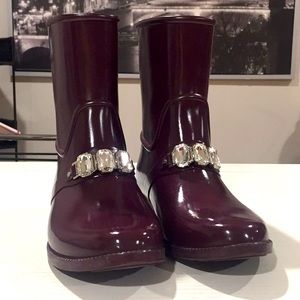 Michael Kors Plum Bling Embellished Rain Boots